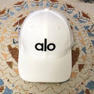ALO Yoga White and Black Logo Baseball Cap